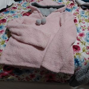 Pink faux sherpa lounge hoodie
